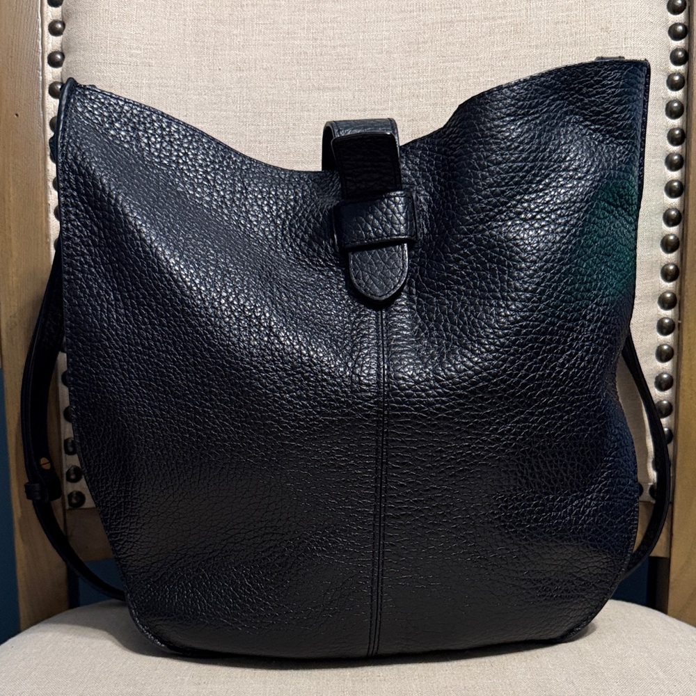 Banana Republic Black Pebbled Leather Hobo Bag